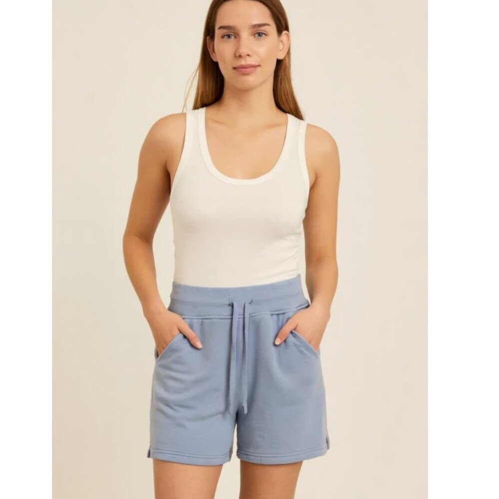 Lululemon Shorts Womens 4 Blue Scuba High Rise Fleece Drawstring Pockets Lounge